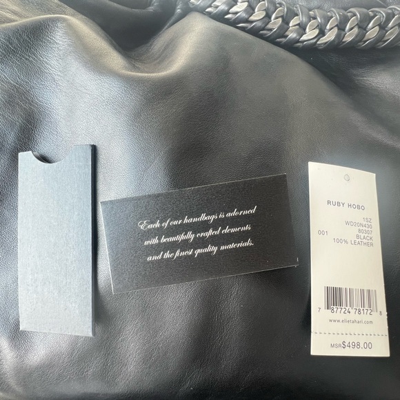 NWT Elie Tahari 100% Leather “Ruby” Hobo in Black - Picture 13 of 16